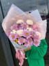 Букет с хризантемой, хлопком и гвоздикой