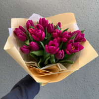 Букет из 19 тюльпанов в оформлении с доставкой в Краснодаре